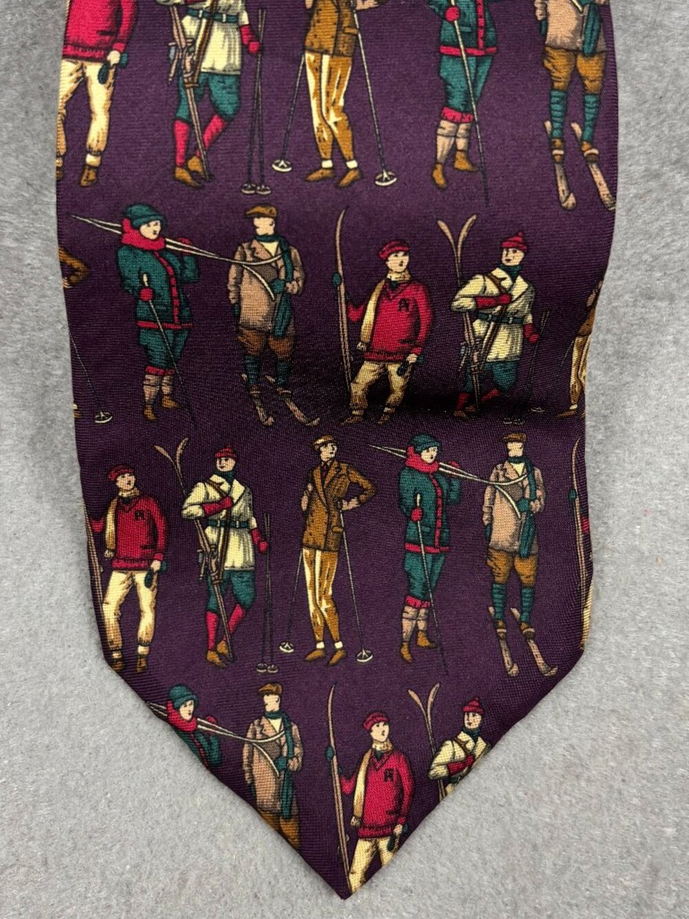 Vintage Tommy Hilfiger 100% Silk Ski Skier Novelty Tie Made USA